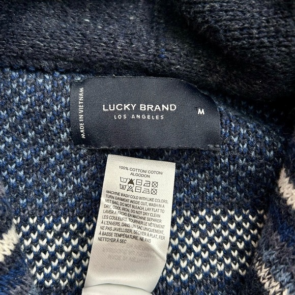 Lucky Brand Legacy Shawl Collar Button Front Cardigan Blue Aztec Print Size M - Picture 12 of 12